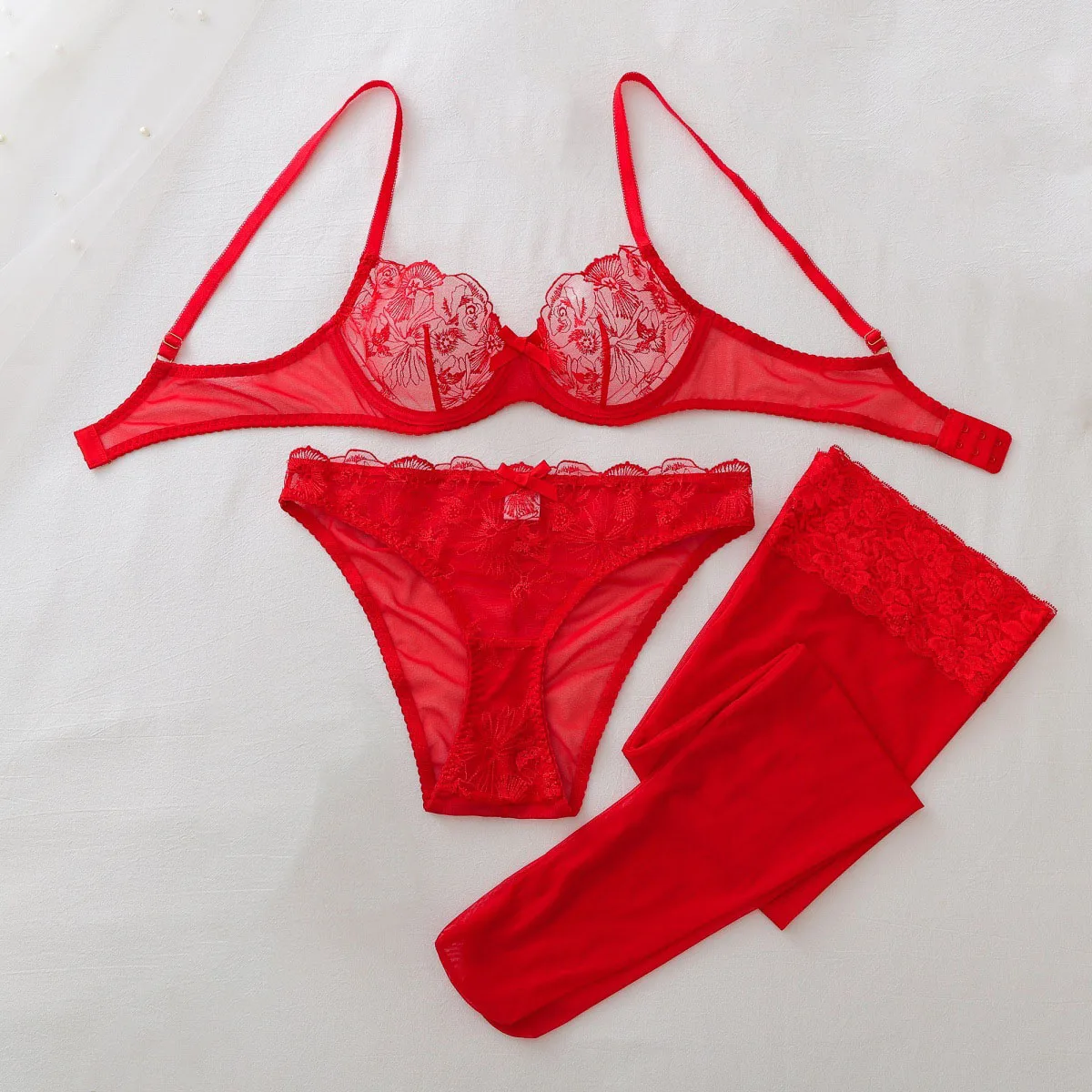 Sheer Bra Lace - Set erotico in rete trasparente da