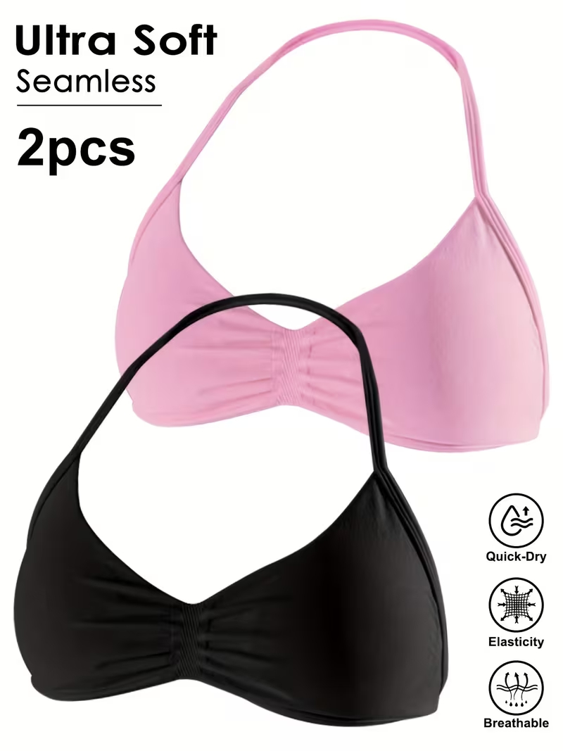 Plunge Bra Push Up - 2 pezzi Top corto da palestra