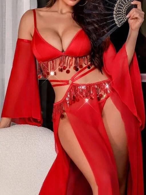 Abito rosso sexy in costume di - Sheer Mesh Bra recensione e prezzo